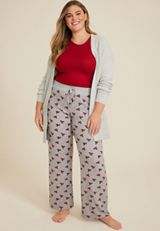 Plus Size Holiday Red Car Hacci Wide Leg Pajama Pants, C1942, small
