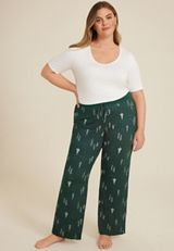 Plus Size Winter Tree Hacci Wide Leg Pajama Pants, C3409, small