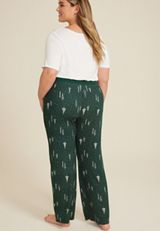 Plus Size Winter Tree Hacci Wide Leg Pajama Pants, C3409, small