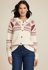 Holiday Fair Isle Button Front Cardigan, C3986, small