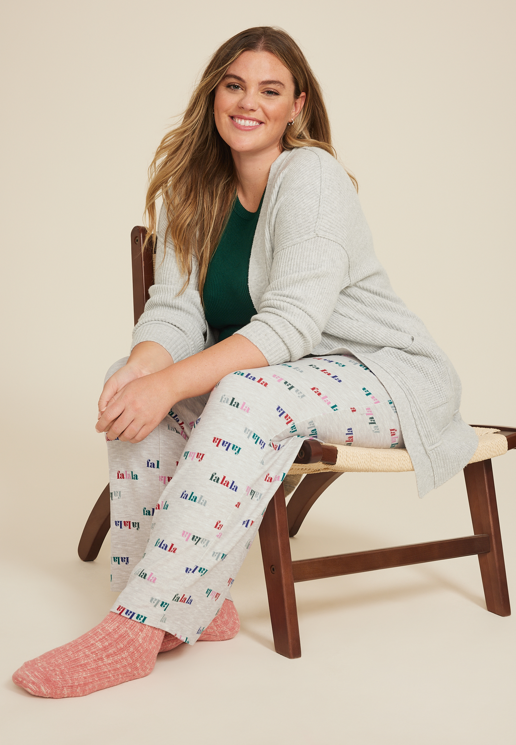 Plus Size Fa La La Hacci Wide Leg Pajama Pants, C1524, large
