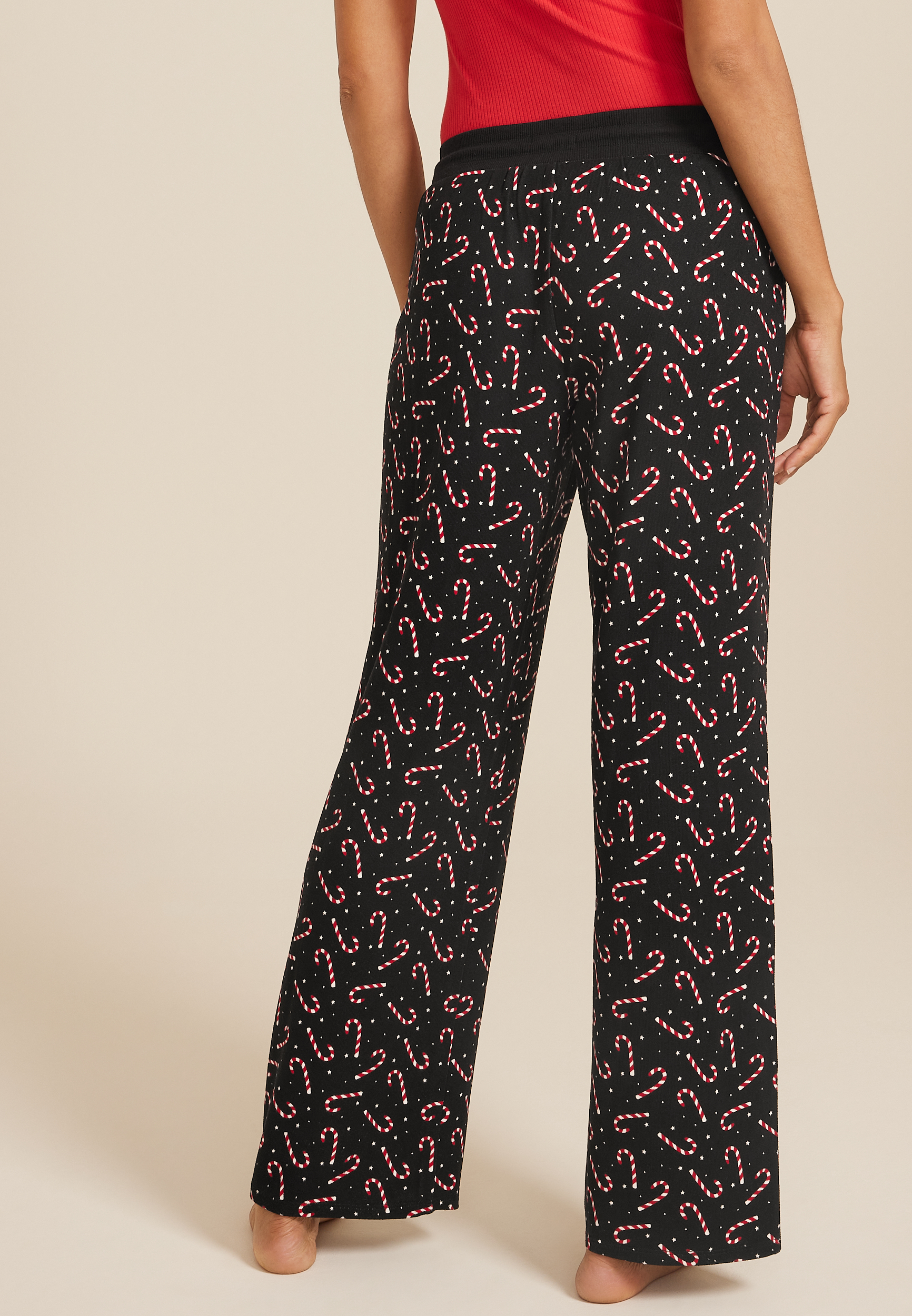 Candy Cane Hacci Wide Leg Pajama Pants, C278, large