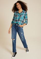 Cabin Plaid Classic Button Down Shirt, C2574, small