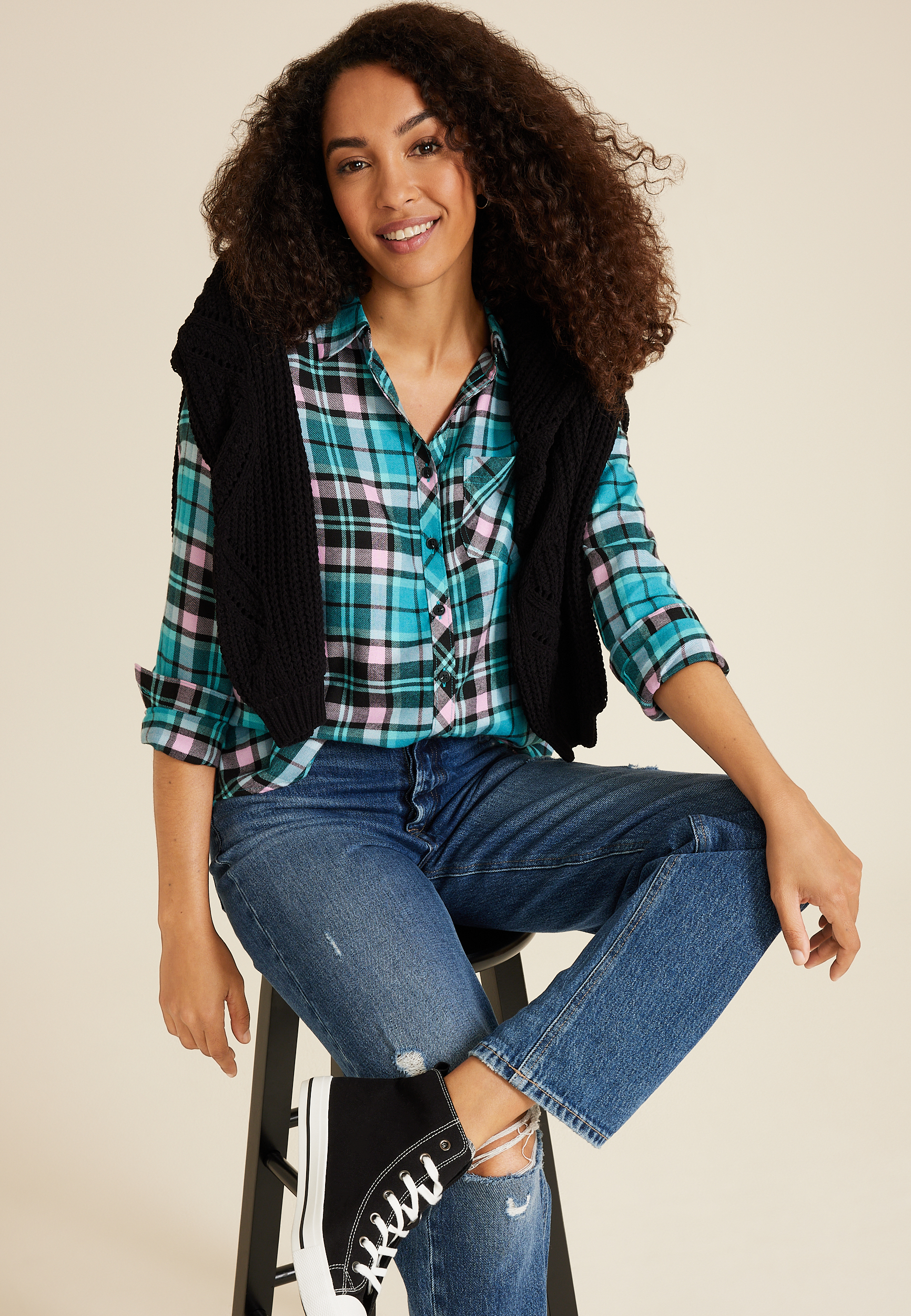 Cabin Plaid Classic Button Down Shirt, C2574, large
