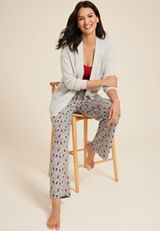 Holiday Lights Hacci Wide Leg Pajama Pants, MEDIUM HEATHER GRAY COMBO, small