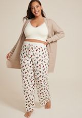 Plus Size Holiday Pets Hacci Wide Leg Pajama Pants, C2754, small