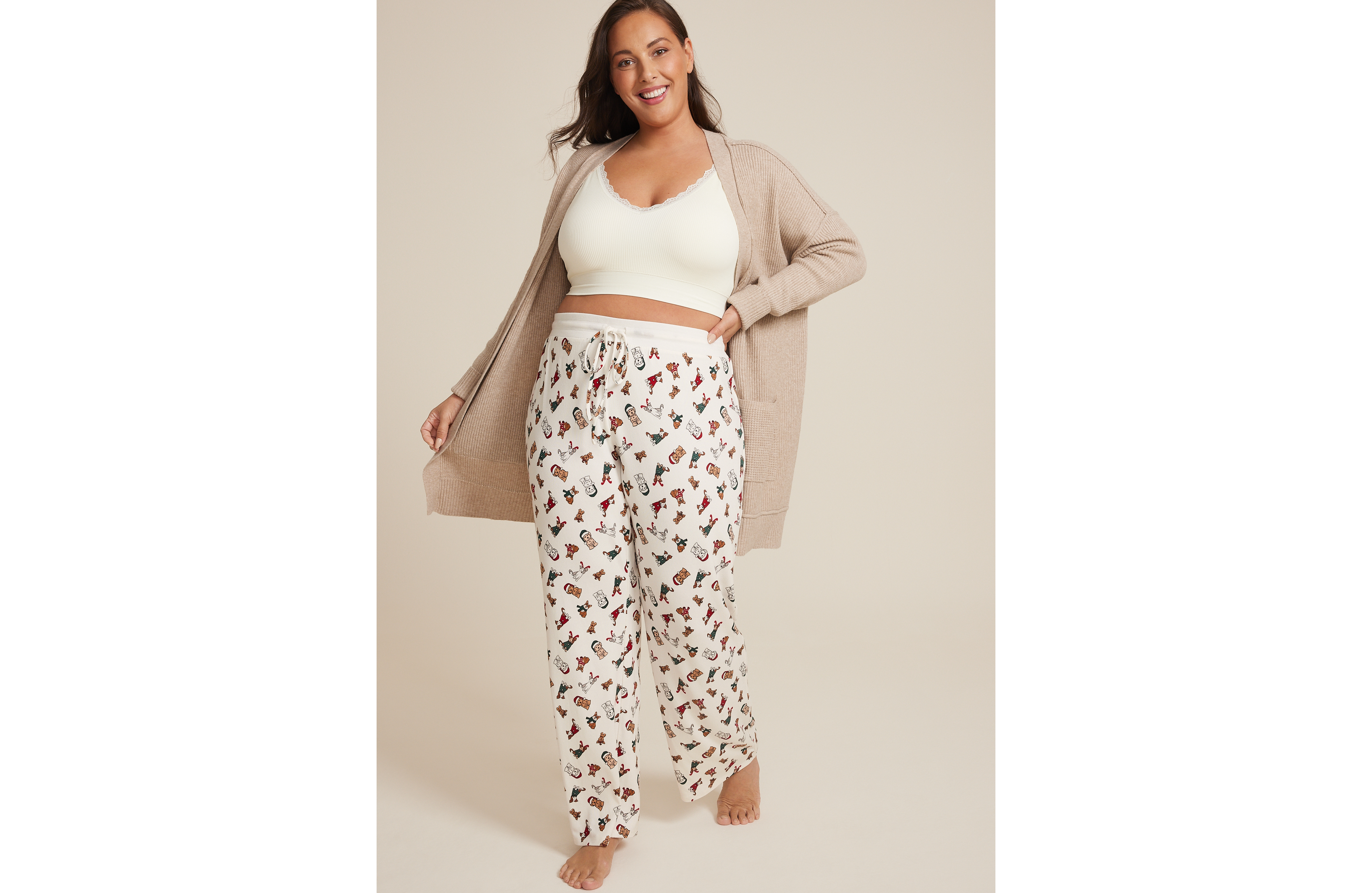 Plus Holiday Pets Hacci Wide Leg Pajama Pants