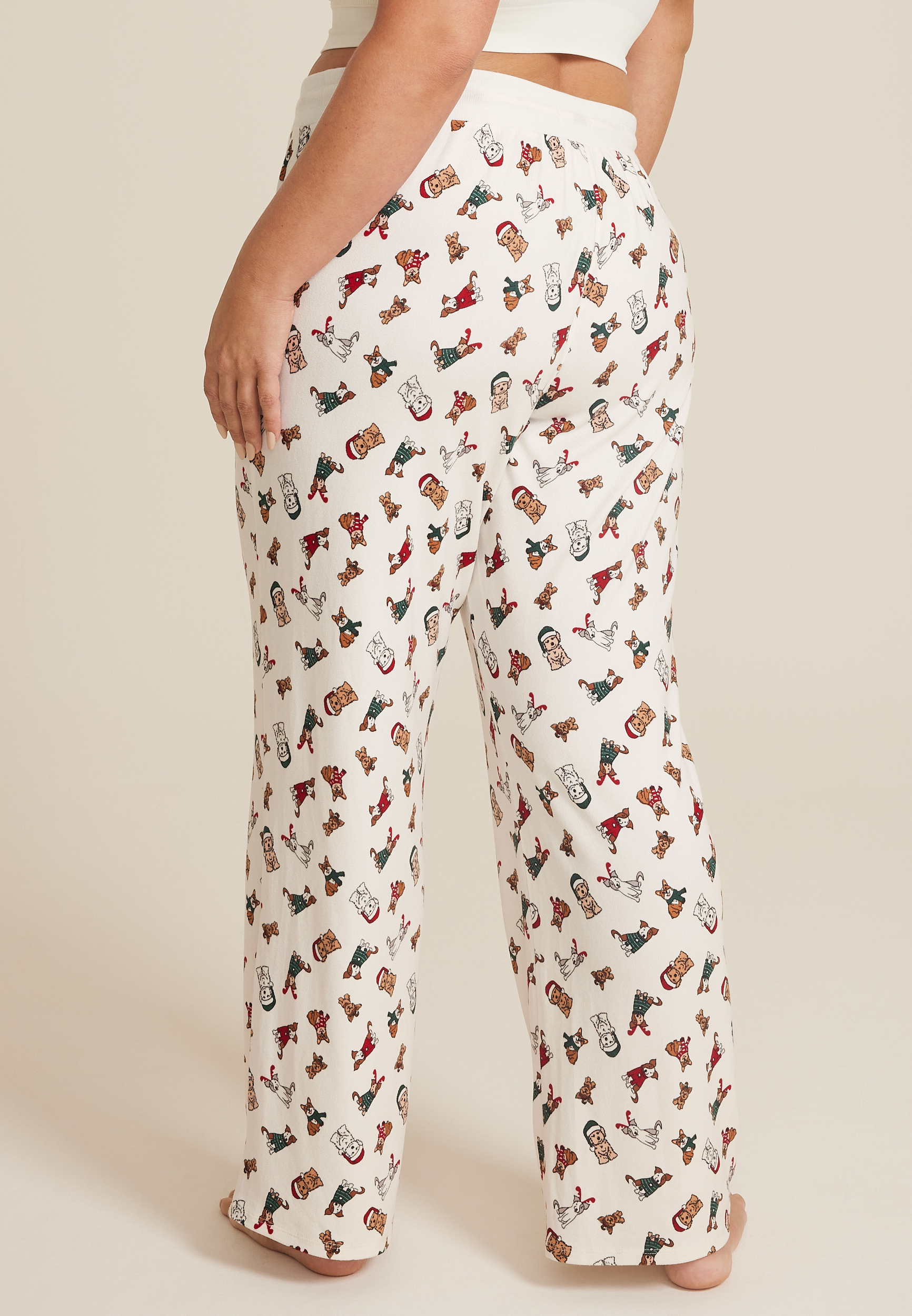 Plus Size Holiday Pets Hacci Wide Leg Pajama Pants, C2754, large
