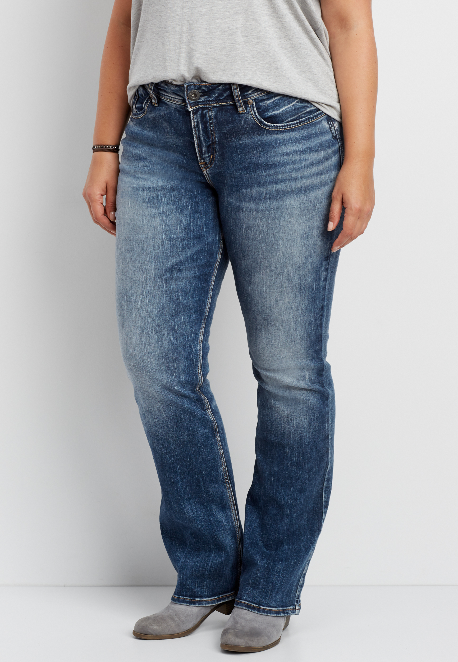 Silver Jeans plus size Avery high rise slim boot jeans maurices