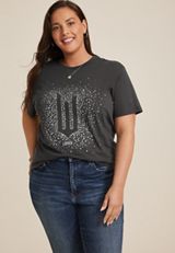 Plus Size Wicked Sparkle Oversized Fit Graphic Tee, C106, small