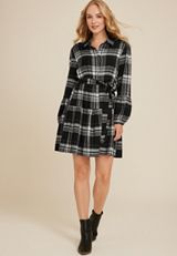 Plaid Babydoll Mini Dress, C2660, small