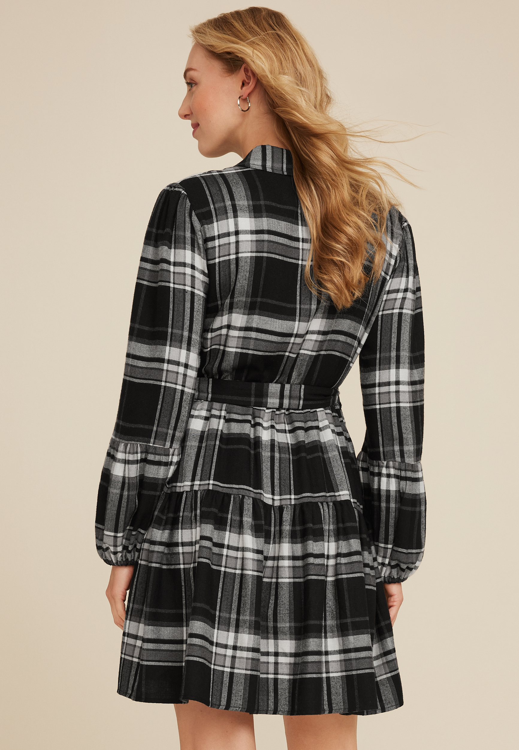 Plaid Babydoll Mini Dress, C2660, large