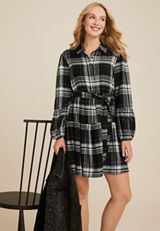 Plaid Babydoll Mini Dress, C2660, small