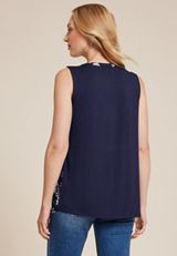 Floral Mixed Fabric Tank Top, C1756, small