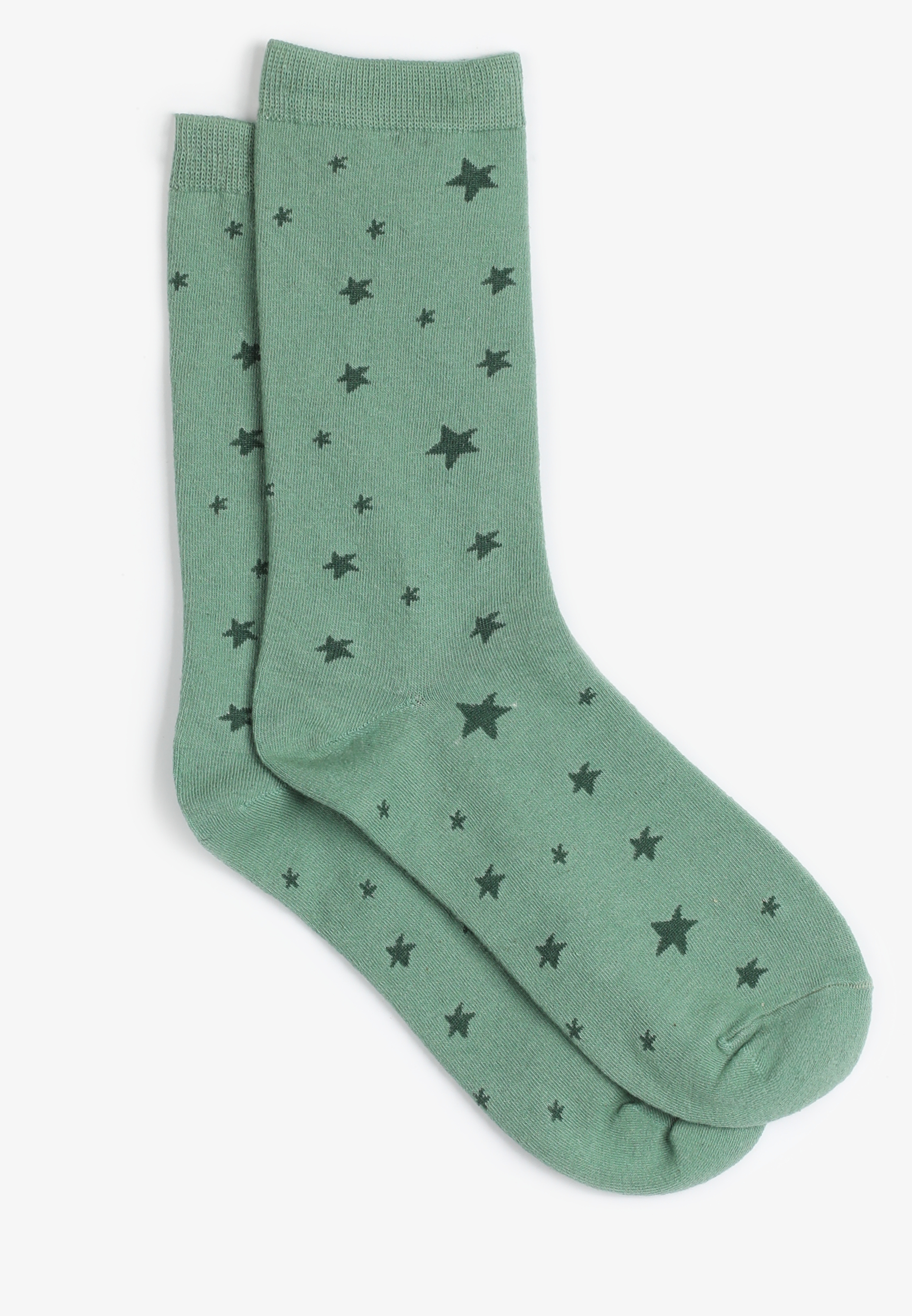 Green Stars Crew Socks