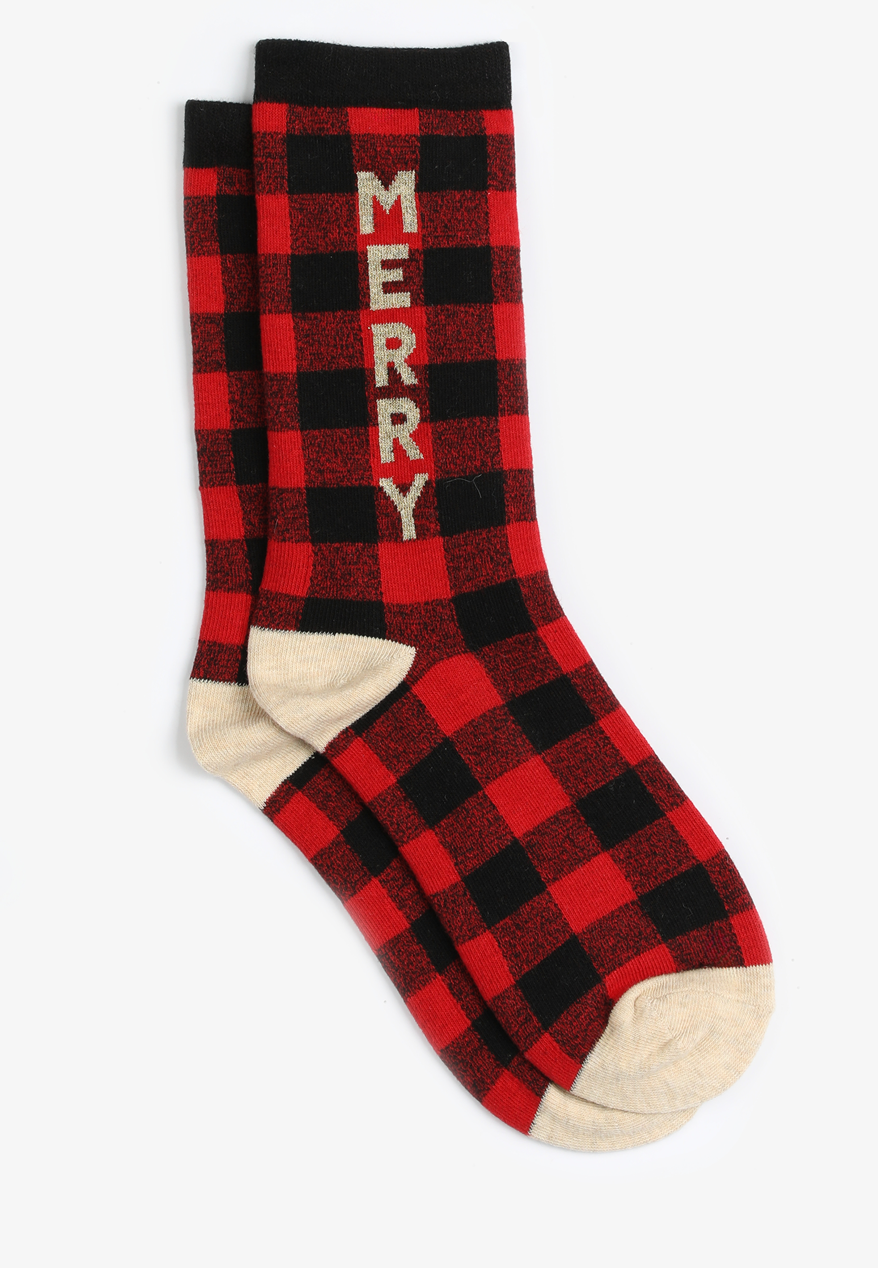 Merry Buffalo Plaid Crew Socks