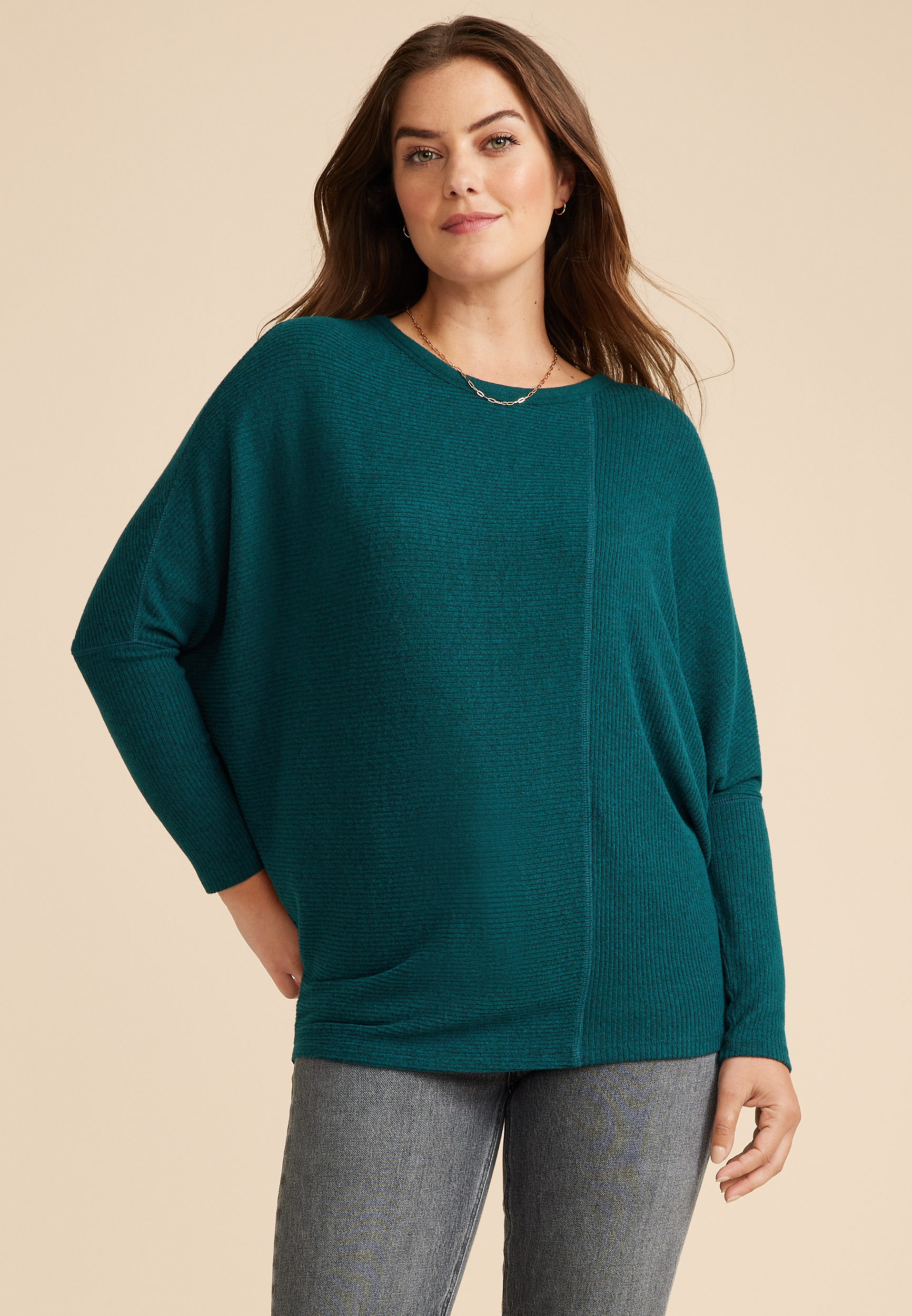 24/7 Dakota Ribbed Dolman Top