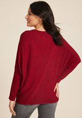 24/7 Dakota Ribbed Dolman Top, REBEL RED, small