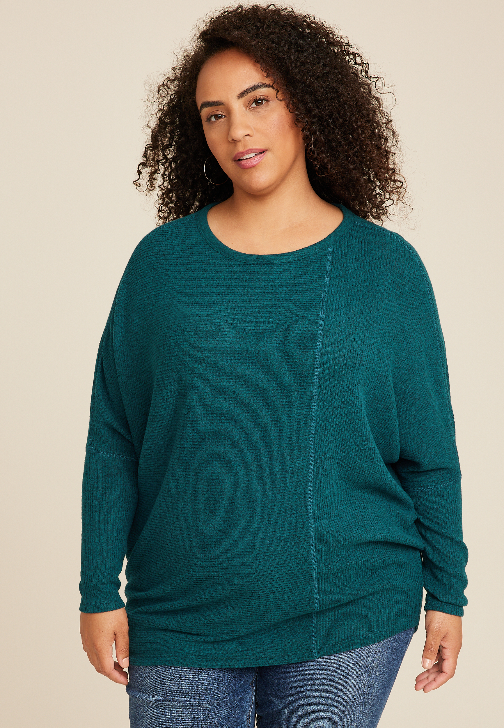 Plus 24/7 Dakota Ribbed Dolman Top