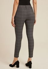 Bengaline Plaid Constructed Waist Mid Rise Skinny Dress Pant, , small