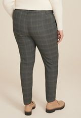 Plus Size Bengaline Plaid Constructed Waist Mid Rise Skinny Dress Pant, GRAY COMBO, small