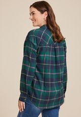 Cabin Plaid Boyfriend Tunic Shirt, C3409, small