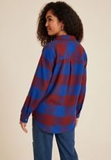 Cabin Plaid Boyfriend Tunic Shirt, C2607, small