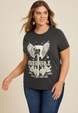 Plus Size Nashville Classic Fit Graphic Tee, PHANTOM BLACK, small