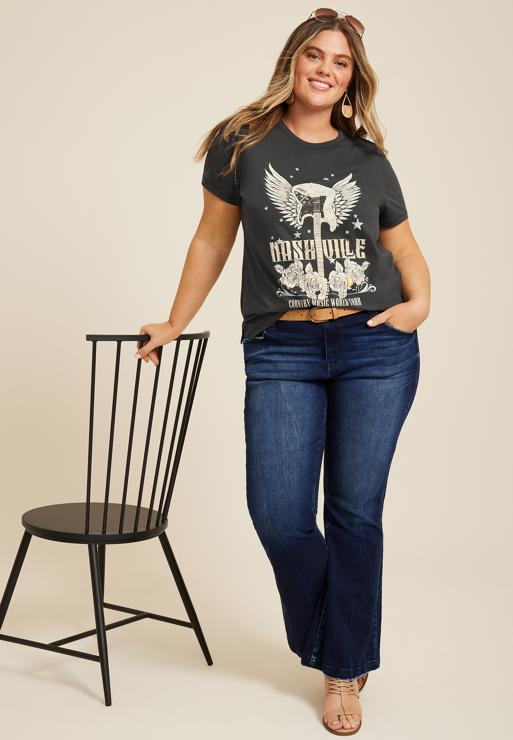 Plus Size Nashville Classic Fit Graphic Tee, PHANTOM BLACK, large