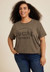 Plus Size Support Your Local Farmers Oversized Fit Graphic Tee, C6002, small