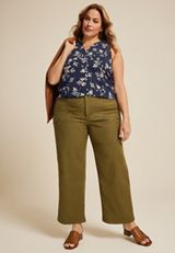 Plus Size Floral Mixed Fabric Tank Top, C1756, small