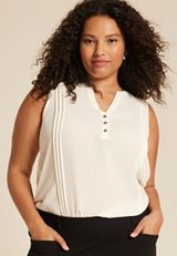 Plus Size Mixed Fabric Tank Top, C2789, small