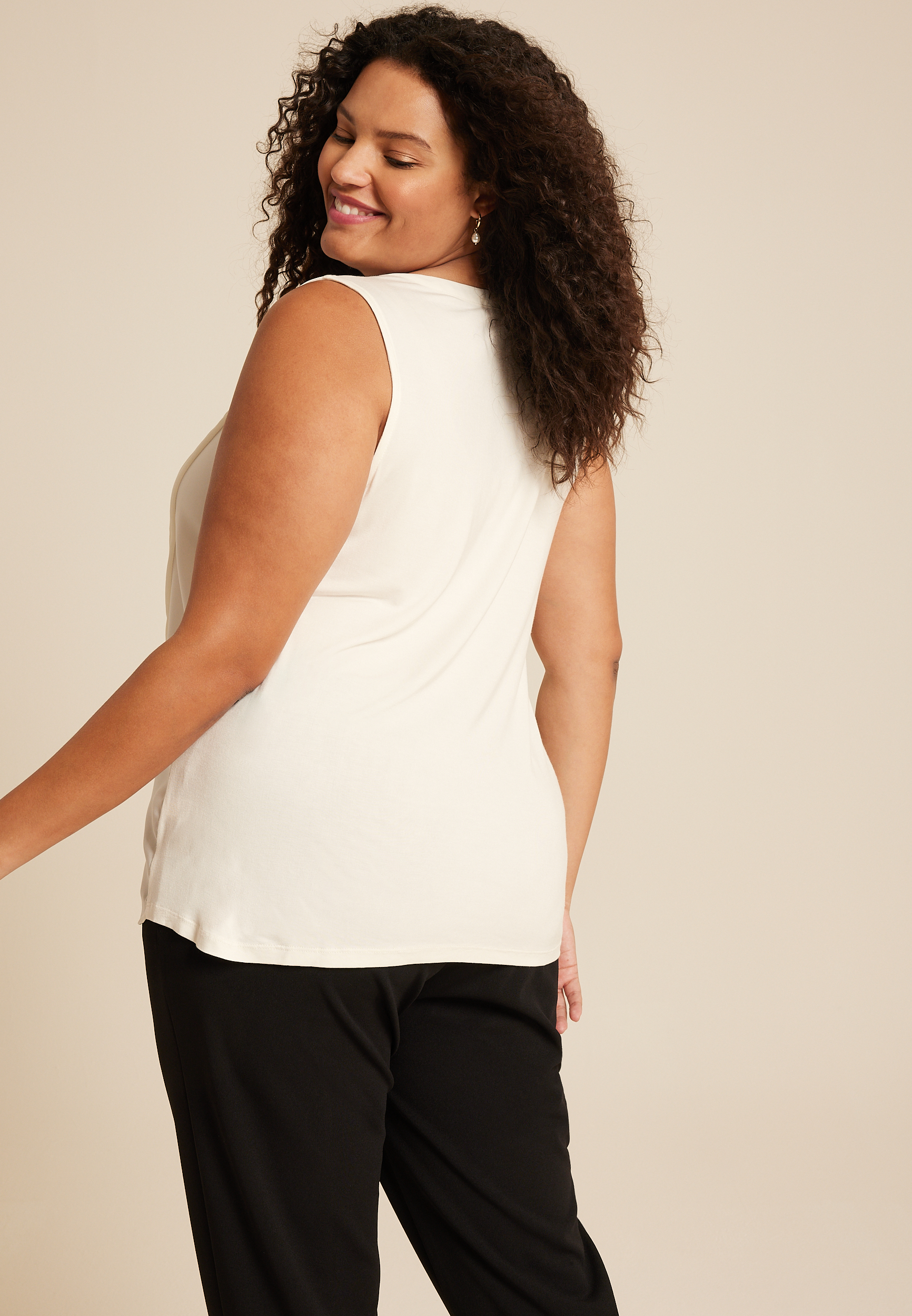 Plus Size Mixed Fabric Tank Top, C2789, large