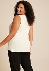 Plus Size Mixed Fabric Tank Top, C2789, small