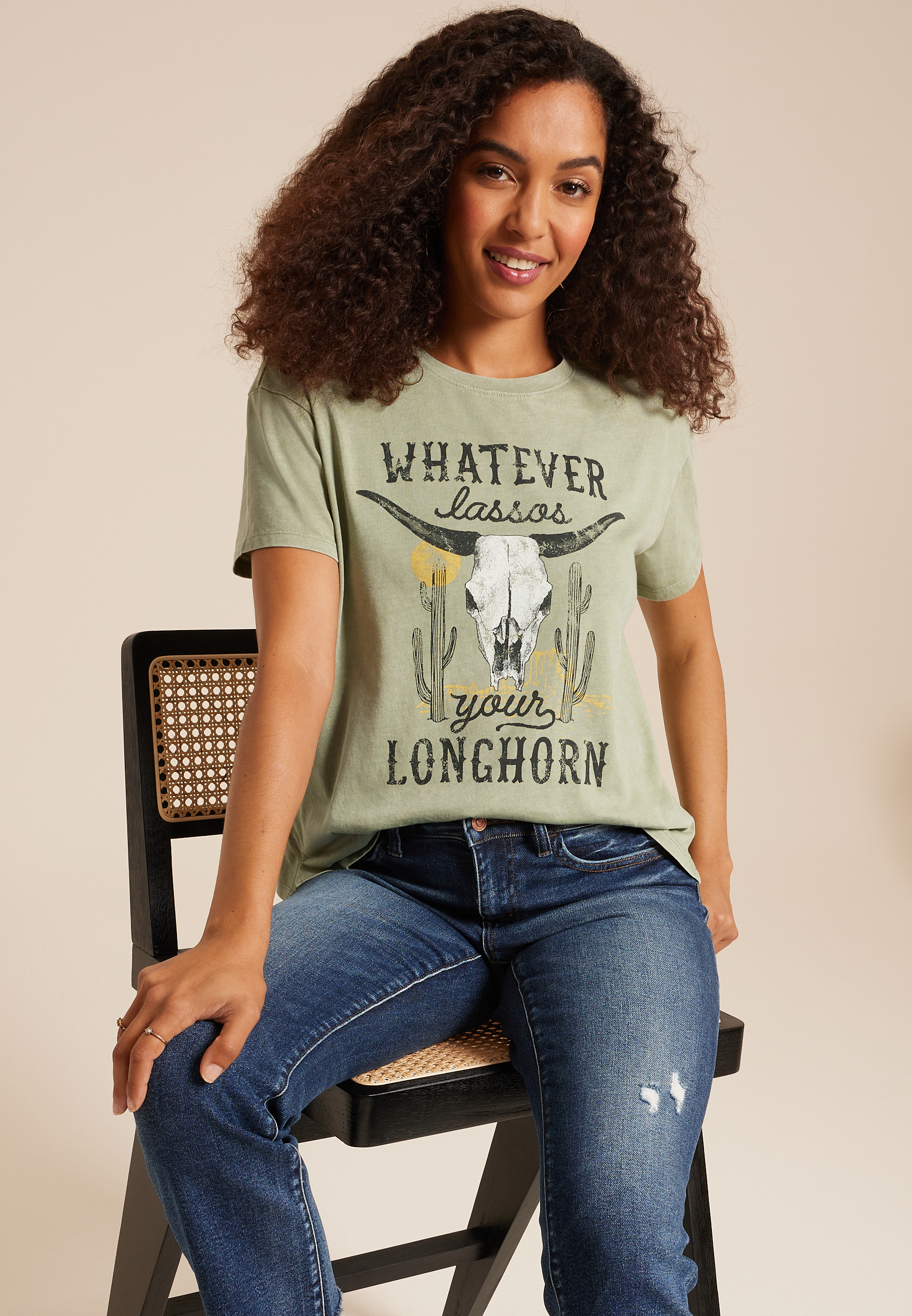 Whatever Lassos Your Longhorn Relaxed Fit Graphic Tee, C425, large