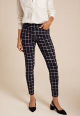 Bengaline Mid Rise Windowpane Skinny Pant, BLACK COMBO, small