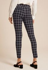 Bengaline Mid Rise Windowpane Skinny Pant, BLACK COMBO, small