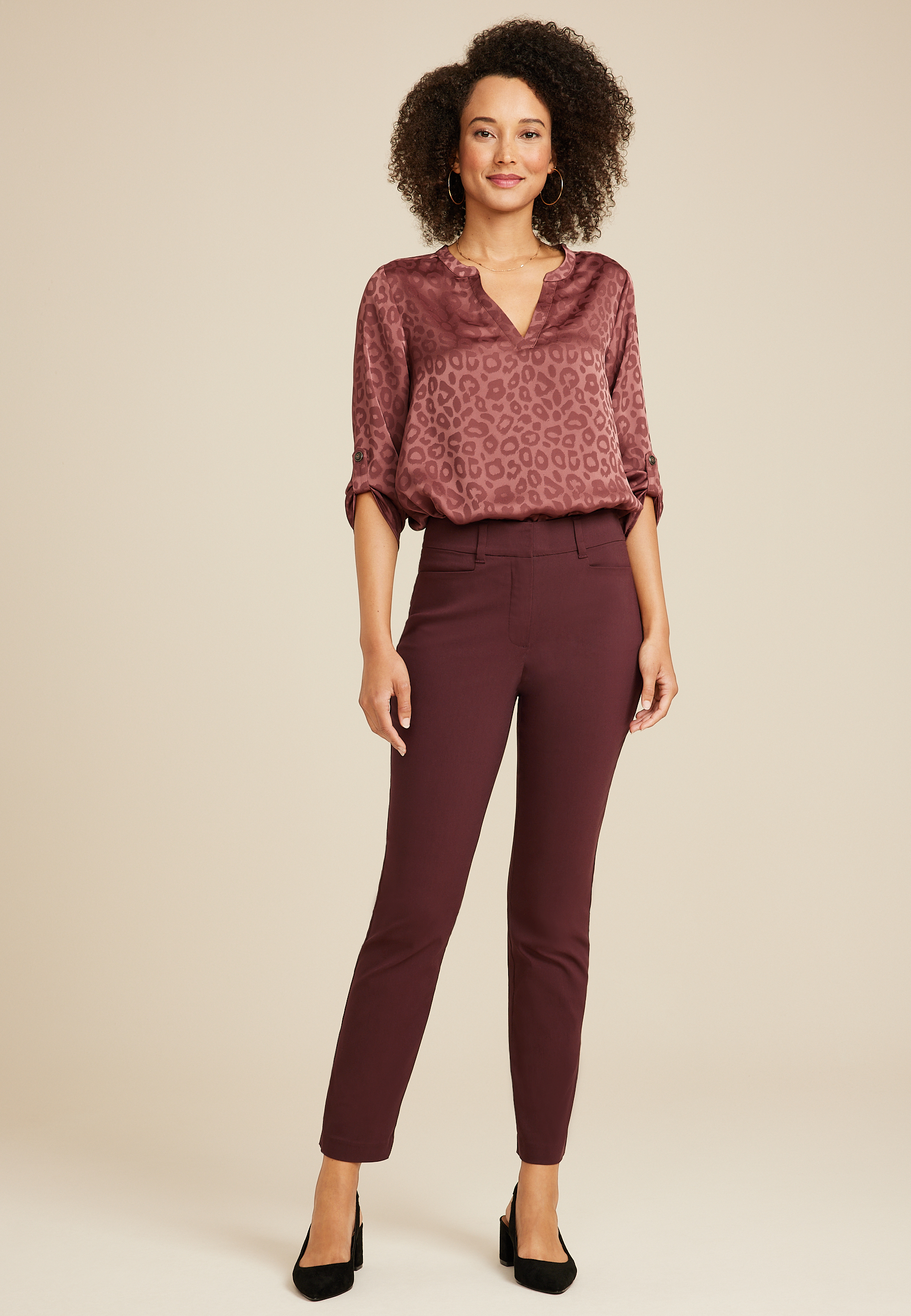 Bengaline High Rise Slim Straight Pant