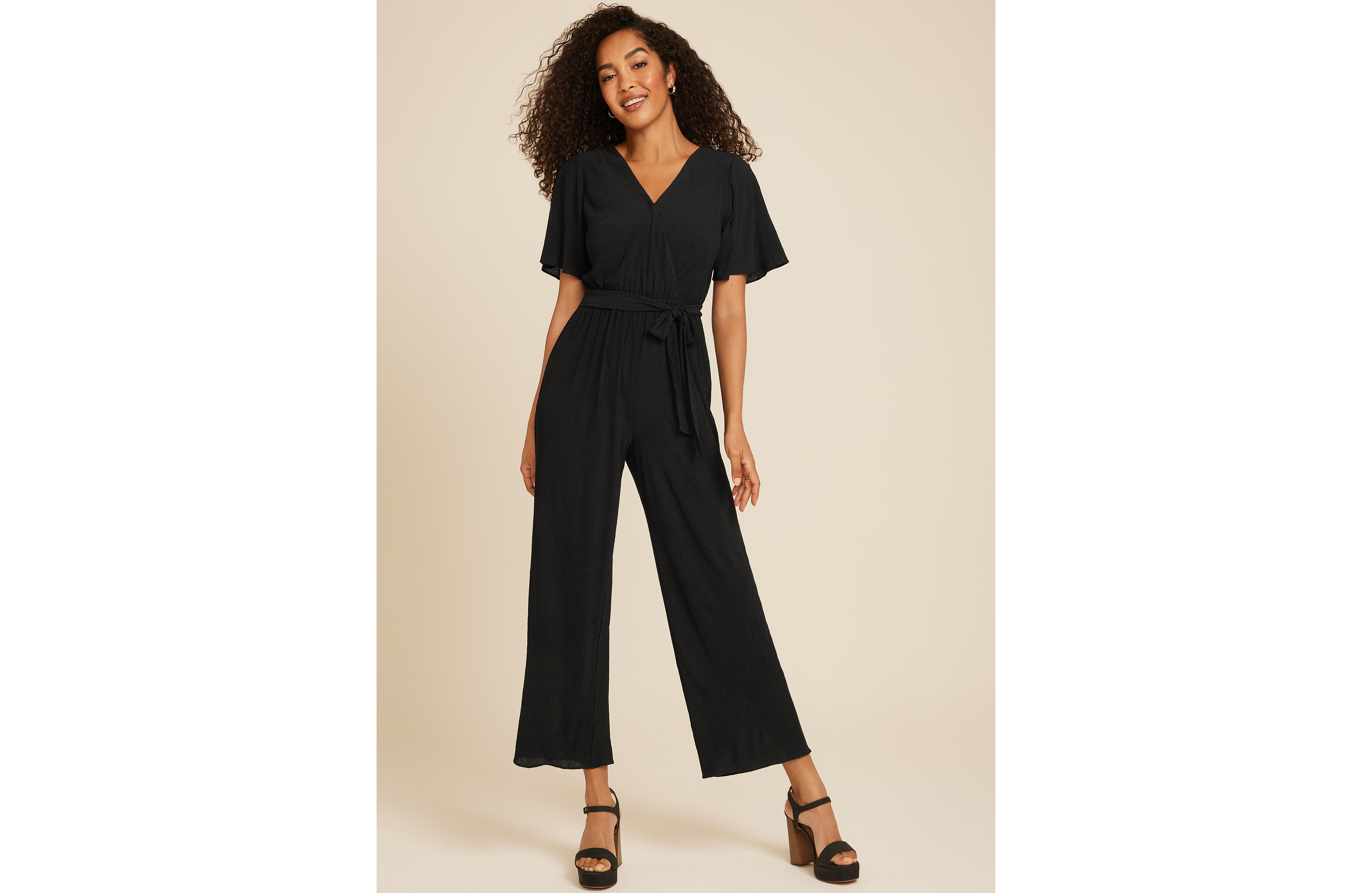 Flutter Sleeve Tie Waist Jumpsuit