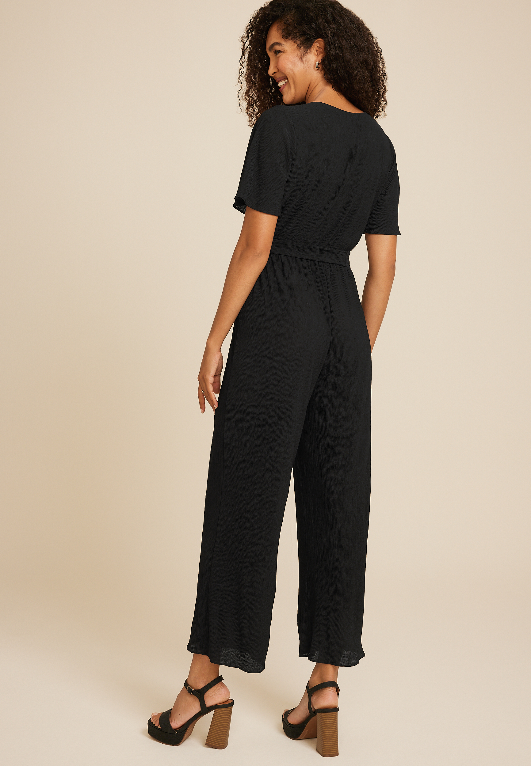 Flutter Sleeve Tie Waist Jumpsuit