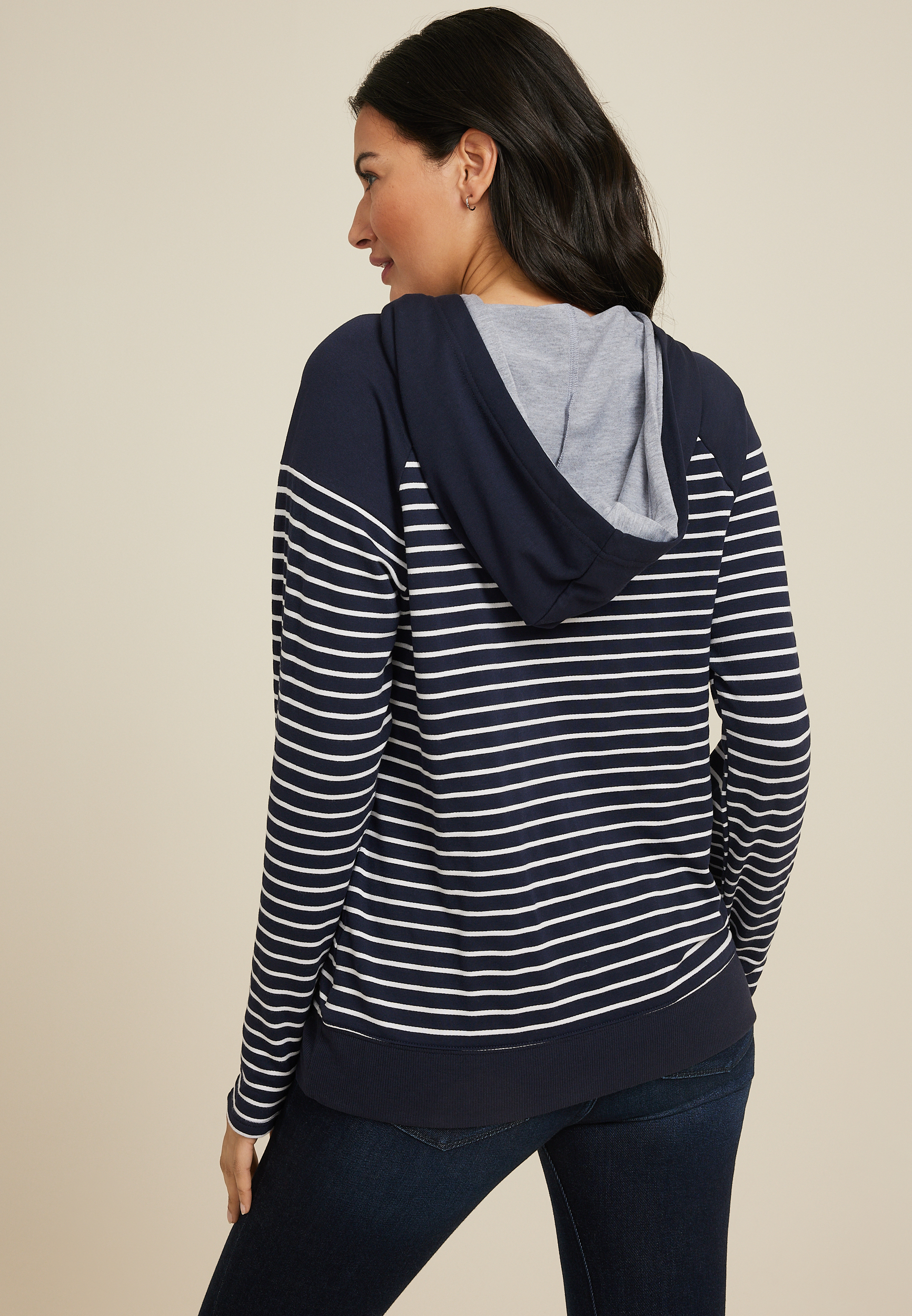 Homeward Striped Colorblock Hoodie, NAVY COMBO, large
