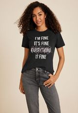 Everythings Fine Relaxed Fit Graphic Tee, BLACK, small