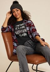 Everythings Fine Relaxed Fit Graphic Tee, BLACK, small
