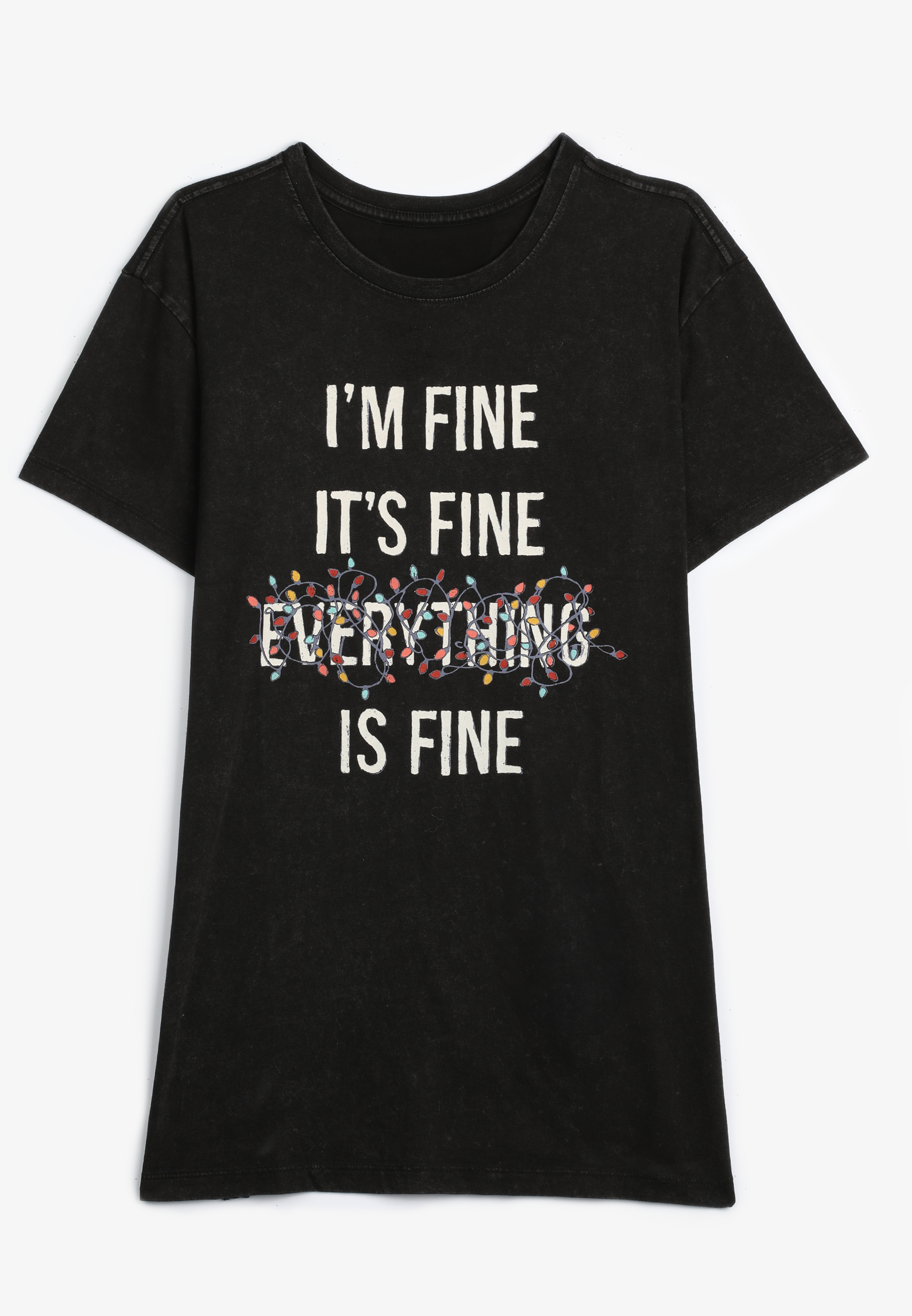 Everythings Fine Relaxed Fit Graphic Tee, BLACK, large