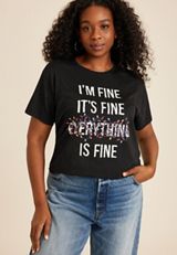 Plus Size Everythings Fine Relaxed Fit Graphic Tee, C106, small