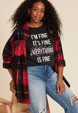 Plus Size Everythings Fine Relaxed Fit Graphic Tee, C106, small