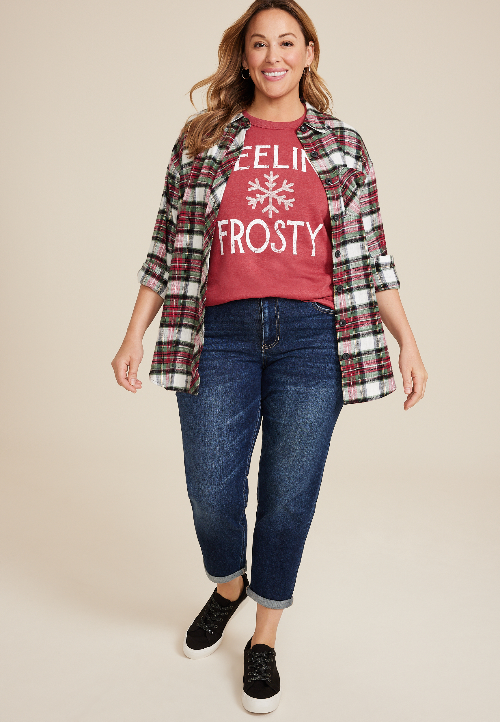 Plus Size Feelin Frosty Classic Fit Graphic Tee, REBEL RED, large