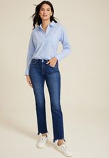 Flying Monkey&trade; High Rise Frayed Hem Straight Jean, C258, small