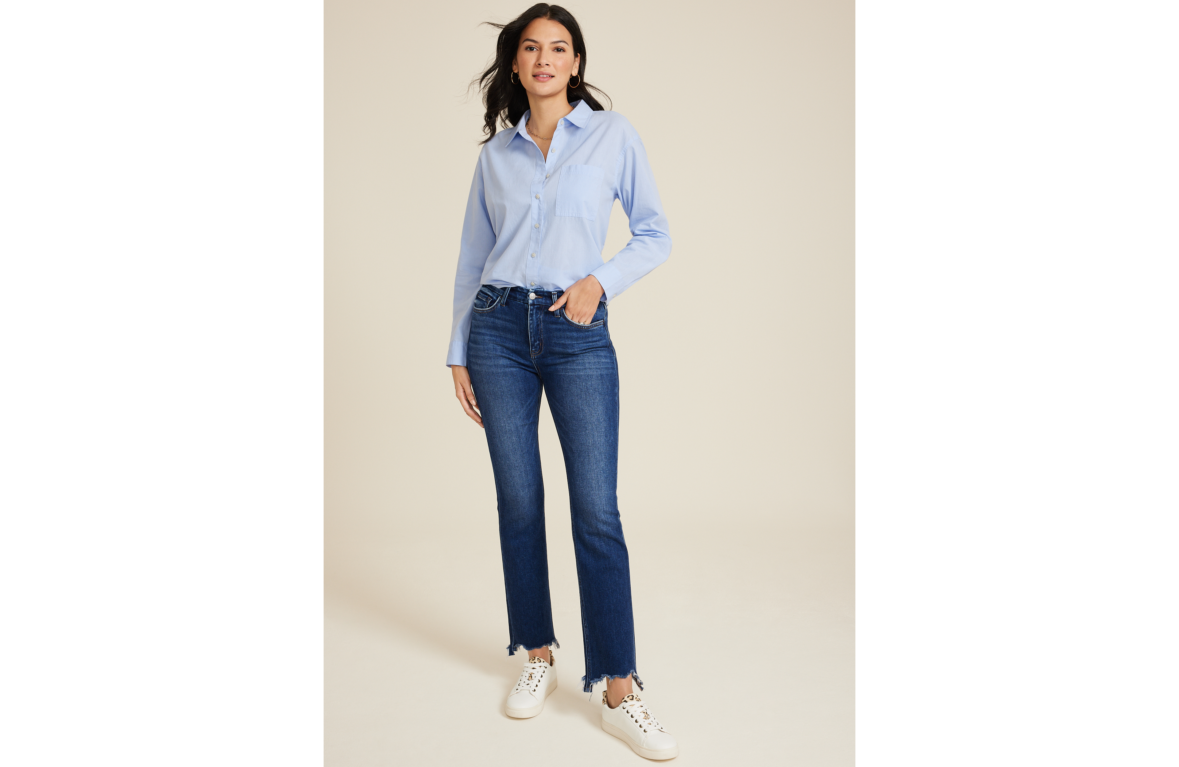 Flying Monkey™ High Rise Frayed Hem Straight Jean