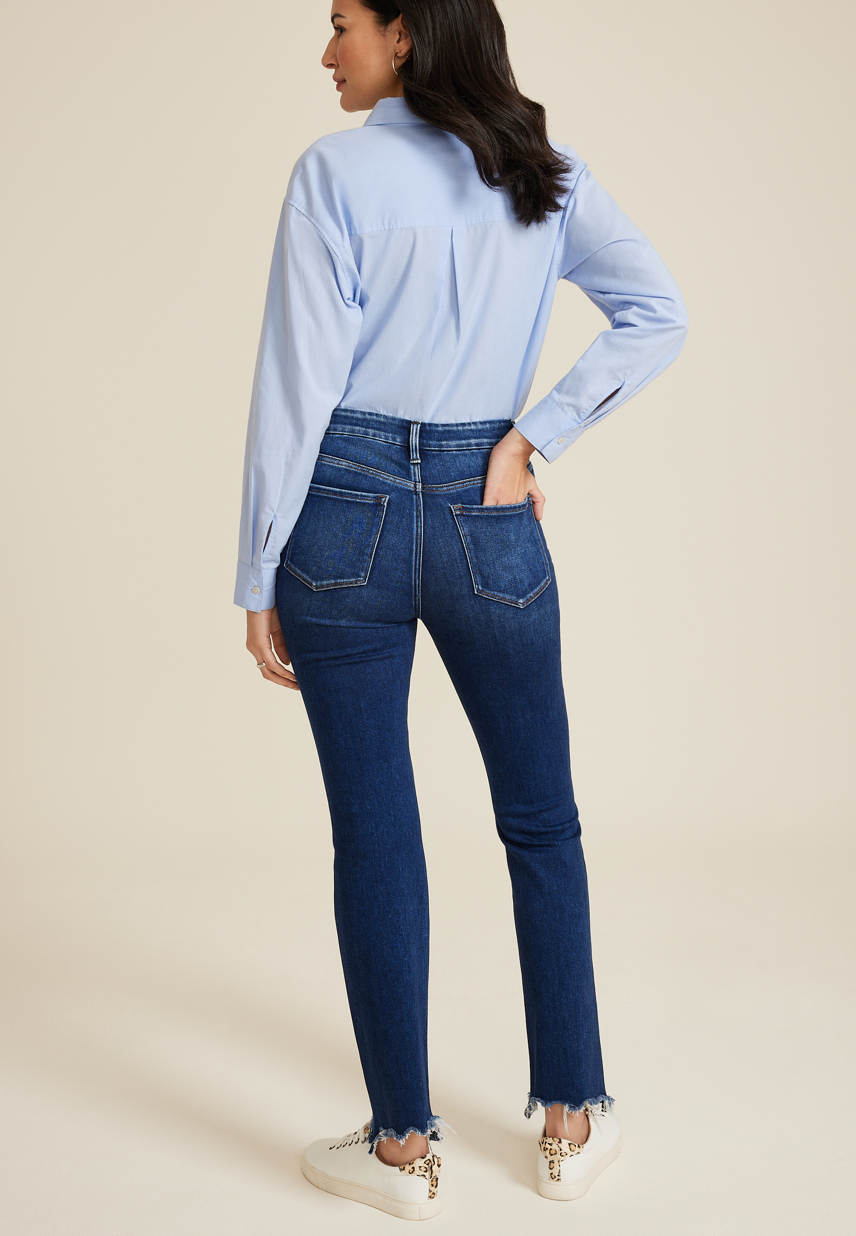Flying Monkey&trade; High Rise Frayed Hem Straight Jean, C258, large